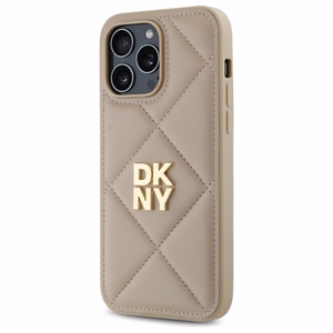 DKNY Quilted Stack Logo dėklas telefonui iPhone 14 Pro Max - smėlio spalvos