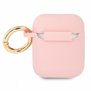 Guess GUA2SSSI AirPods dėklas rožinė/rožinė Silikonas Vintage Script