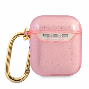 Guess GUA2UCG4GP AirPods dėklas rožinė/rožinė Blizgučių kolekcija