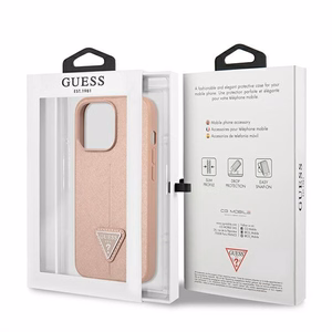 Guess GUHCP14LPSATLP iPhone 14 Pro 6.1 "rožinis/rožinis kietas dėklas SaffianoTriangle Logo