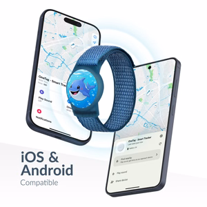 Beeep OneTag paieškos žymeklis su vaikiška apyranke ir Velcro užsegimu „Dolphin“, Apple Find My / Android