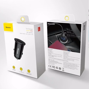 Baseus Circular Plastic QC 3.0 PD automobilinis įkroviklis 1x USB-C - USB jungtis 30W juodas