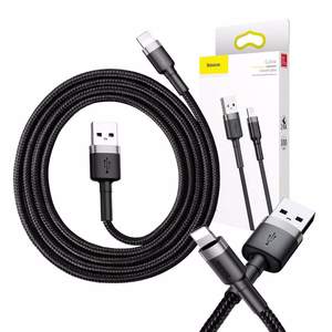 Кабель Baseus Cafule USB Lightning 2,4A 1м (серо-чёрный)