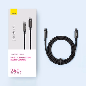 USB кабель Baseus Tungsten PD20W USB-C to USB-C 1.0m черный CAWJ040001