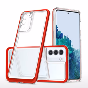 Чехол Clear 3in1 для Samsung Galaxy S23 силиконовый с рамкой красный