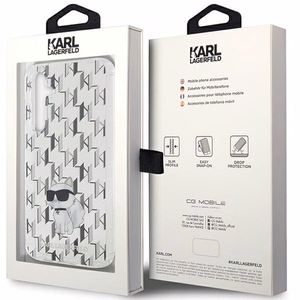Karl Lagerfeld KLHCS23FEHNCMKLT S23 FE S711 skaidrus kietas dėklas monograma Choupette