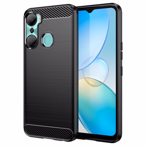 Carbon Case чехол для Infinix Hot 12 Pro гибкая силиконовая карбоновая крышка чёрный
