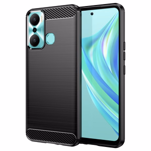 Carbon Case чехол для Infinix Hot 20 Play гибкая силиконовая карбоновая крышка чёрный
