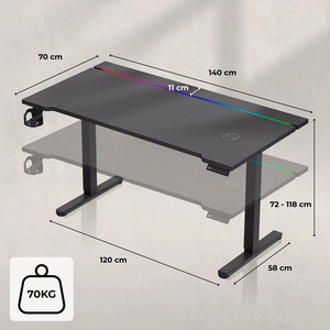 Elektrinis žaidimų stalas Huzaro Hero 8.7 RGB, juodos spalvos