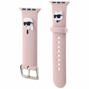 KARL LAGERFELD DIRŽELIS KLAWLSLKCNP APPLE WATCH 42/44/45/49MM ROŽINIS/ROŽINIS DIRŽELIS 3D RUBBER KARL&CHOUPETTE HEADS