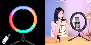 LED Ring Lamp 26cm With Tripod 8.3cm, Phone Clamp, USB