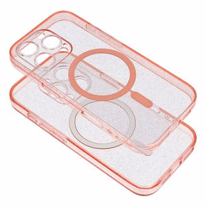 CLEAR MAG COVER dėklas telefonui su kameros apsauga, suderinamas su Magnetiniu SAMSUNG S26 Pro rožinis blizgantis