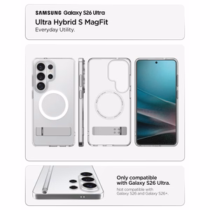 Spigen Ultra Hybrid S Mag MagSafe Чехол для Samsung Galaxy S26 Ultra - прозрачный и белый