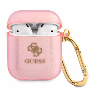 Guess GUA2UCG4GP AirPods dėklas rožinė/rožinė Blizgučių kolekcija