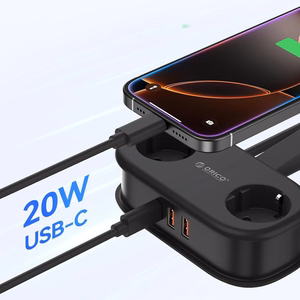 Orico APP 15.5W 5in1 удлинитель 2x AC + 2x USB-A + 1x USB-C - черный