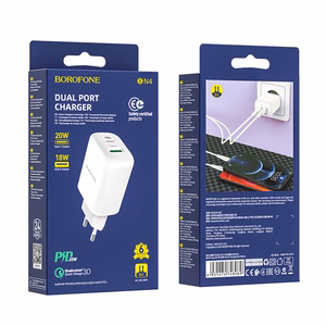 Borofone сетевое зарядное устройство BN4 Potential - USB + Type C - QC 3.0 PD 2.0 20W белый