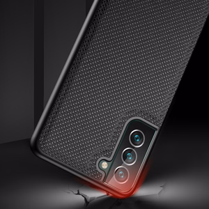 Dux Ducis Fino dėklas yra pagamintas iš nailono medžiagos Samsung Galaxy S22 + (S22 Plus) mėlynas