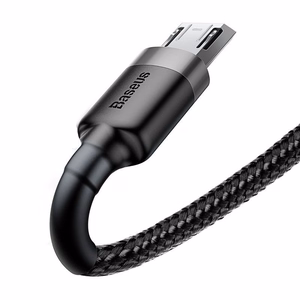 USB kabelis Baseus Cafule microUSB 1.0m 2.4A pilkas-juodas CAMKLF-BG1
