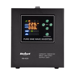 Rebel POWER-1500-LFP4 emergency power supply, pure sine wave inverter with charging, 12 V / 230 V, 1500 VA / 1050 W