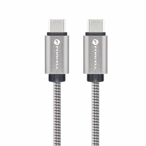 Кабель USB C to USB C Forcell F-Energy QC4.0 PD 5A 100W E-Mark Metal 1 m C239 серебряный