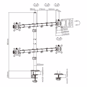 Keturių 17"-32" monitorių laikiklis