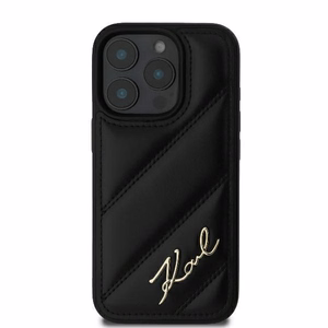 Karl Lagerfeld Dygsniuotas Parašas dėklas telefonui iPhone 16 Pro - juodas
