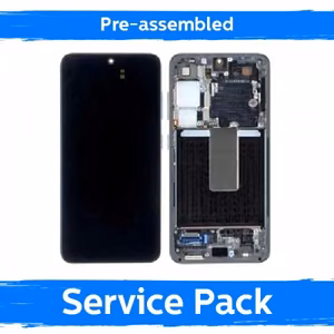 LCD ekranas skirtas Samsung S916 S23 Plus su rėmu / Phantom Black (Graphite) / (Iš anksto surinktas Service Pack)