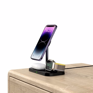 Tech-Protect QI15W-A22 MagSafe indukcinis įkroviklis su 3in1 MagSafe stovu išmaniajam telefonui / Apple Watch / AirPods - juodas