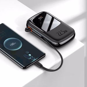 Baseus Qpow Pro 20000mAh išorinė baterija, USB + USB-C, PD 22,5W, su USB-C laidu (PPQD060301), juoda