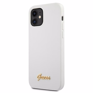 Guess GUHCP12SLSLMGWH iPhone 12 mini 5.4" белый/белый жёсткий чехол Metal Logo Script