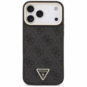Guess чехол для iPhone 17 Pro Max совместимый с MagSafe GUHMP17XP4GTDGMK (4G PU W/ Triangle Logo) золотой чёрный