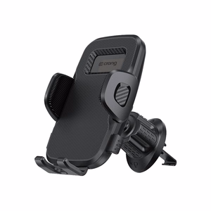 Crong Carclip Air Vent universalus automobilinis telefono laikiklis ventiliacijos grotelėms, juodas
