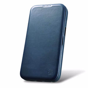 iCarer CE Premium odinis folio dėklas iPhone 14 Plus su MagSafe magnetiniu flipu - mėlynas