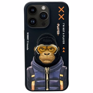 Nimmy Cool&Cute 2.0 beždžionės dėklas iPhone 15 Pro Max - juodas