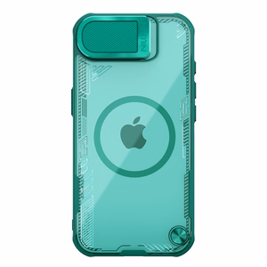 Nillkin Iceblade Prop magnetinis dėklas su kameros dangteliu ir stovu iPhone 16e telefonui - žalias