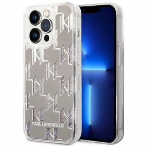 Karl Lagerfeld KLHCP14XLMNMS iPhone 14 Pro Max 6.7 "kietas dėklas sidabrinis / sidabrinis Skystas Blizgesys Monograma