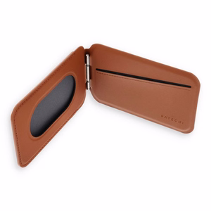 Odinis piniginė su stovu, suderinama su MagSafe Satechi Vegan Leather Wallet Stand ruda