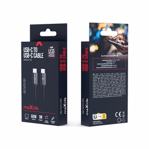 Maxlife MXUC-12 Кабель USB-C - USB-C 1,0 m 60W чёрный
