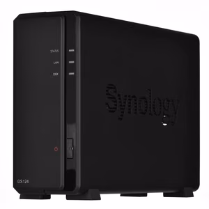 Synology DiskStation DS124 NAS ir duomenų saugojimo serveris Desktopas Ethernet LAN jungtis Juoda RTD1619B