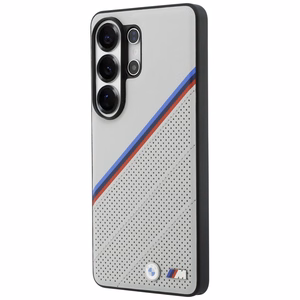 BMW чехол Tricolor Metal Logo MagSafe для Samsung Galaxy S26 Ultra серый