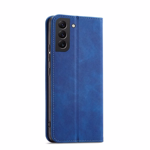 Magnetinis puošnus dėklas Samsung Galaxy S23+ su atverčiamu piniginės dangteliu ir stovu mėlyna