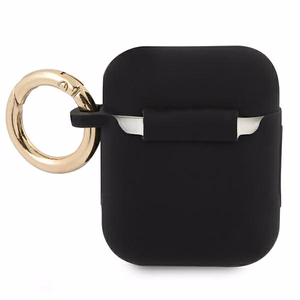 Guess GUA2SSSK AirPods dėklas juodas/juodas Silikonas Vintage Script