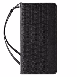 Magnetinis dirželio dėklas telefonui iPhone 14 Pro Max su atverčiamu dangteliu, mini pinigine, stovu ir dirželiu, juoda