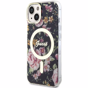 Guess Flower Dėklas telefonui juodas Magnētinis