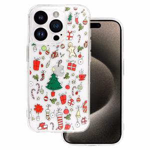Kalėdinis skaidrus dėklas telefonui iPhone 16 Pro Max Dizainas 2
