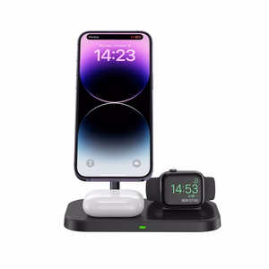 Tech-Protect QI15W-A22 MagSafe indukcinis įkroviklis su 3in1 MagSafe stovu išmaniajam telefonui / Apple Watch / AirPods - juodas