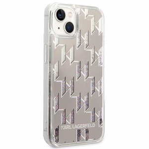 Karl Lagerfeld KLHCP14MLMNMS iPhone 14 Plus 6.7 "kietas dėklas sidabrinis / sidabrinis Skystas Blizgučių Monograma