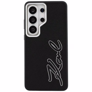 Karl Lagerfeld Grained Signature Metal Resin Logo Чехол для Samsung Galaxy S26 Ultra - чёрный
