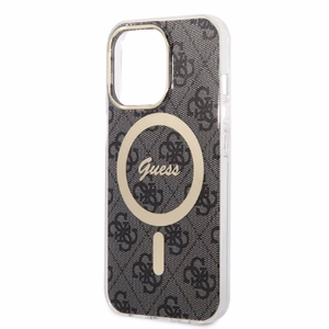 Rinkinys Guess GUBPP13LH4EACSK dėklas + įkroviklis iPhone 13 Pro juodas kietas dėklas su 4G raštu Magnetinis