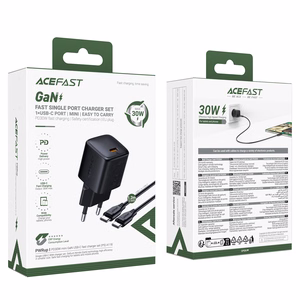 Charger Acefast A118 30W GaN USB-C + USB-C to USB-C cable 1.2m black